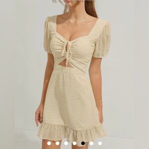 NEW! AIR SPACE Floral Hollow Fishtail Mini Dress (Yellow)